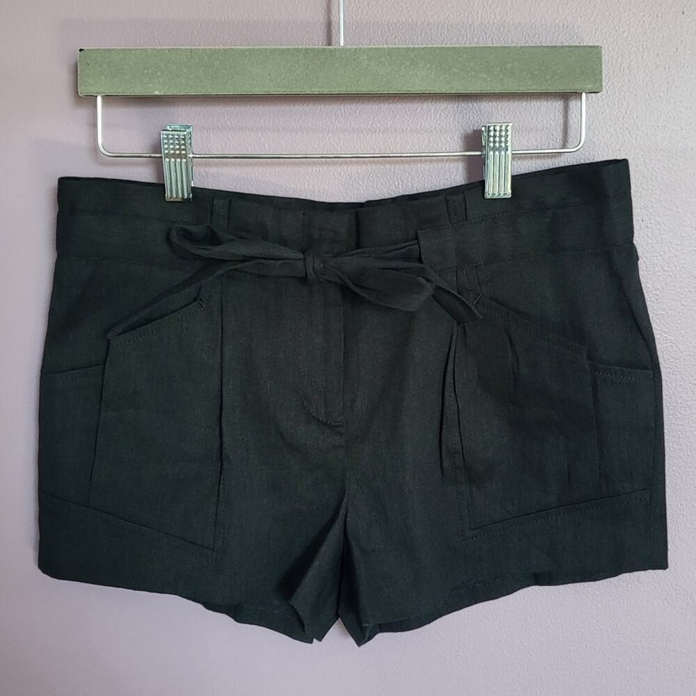 NEW BCBGMaxAzria Sabina The Paper Bag Linen Blend Elastic Belted Low Rise Shorts